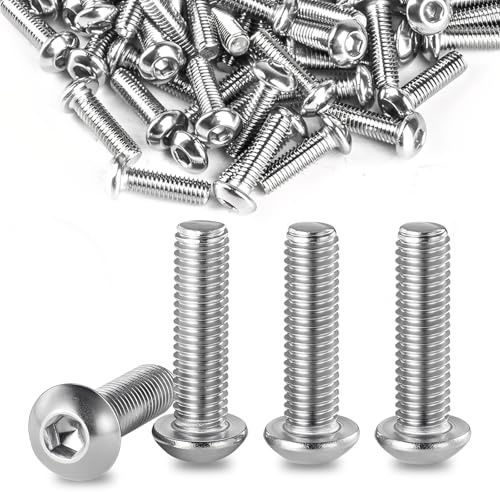 50 Stück Linsenkopfschrauben M6x20mm, 304 Edelstahl Schrauben Innensechskant M6 Flachkopfschrauben Flachkopf Vollgewinde Schrauben für Mechanischen Elektronischen Geräten