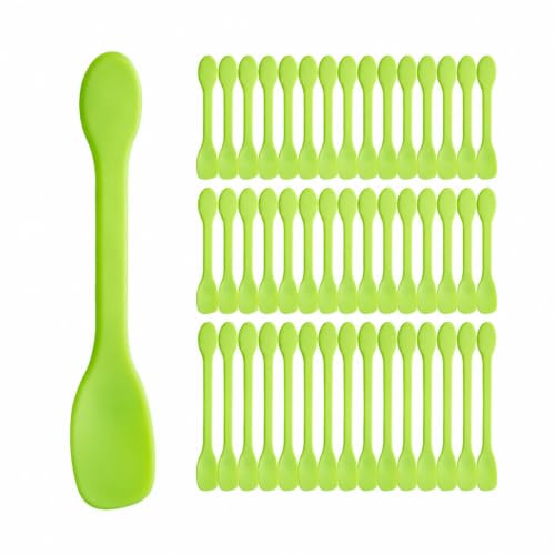 100 Stück Eislöffel, Biologisch Abbaubar Reusable Dessertlöffel, Wiederverwendbares Bunte Löffel Set, Klein Dessertlöffel, Hygienische Einzelverpackung für Eis, Kuchen, Gelee, Joghurt, Party (Grün)