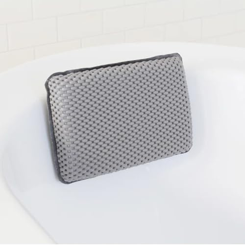 Taylor & Brown Bathtub Pillow, Waterproof Bath Pillow Bath and Spa Head Rest with 8 Suction Cups Bath Cushion Headrest Bathing Pillow 27.9 x 17.8 x 5.1cm, Grey