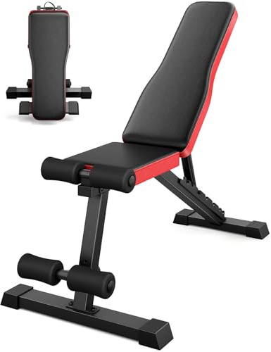 Hovoya Verstellbare Hantelbank Klappbar mit 9-fach Einstellbarer Rückenlehne, 300KG Gewichtskapazität für Ganzkörper-Workout, Trainingsbank und Schrägbank