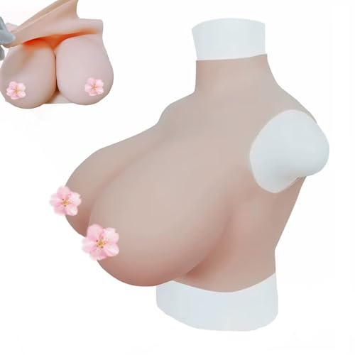 Realistisch Künstliche Brüste Tragbarer Silikon Fake Brüste 4 Körbchengrößen verfügbar Brust für Frauen Männer Erotik Sex Spielzeug Crossdresser Transgender Cosplay （Elastische Baumwolle-D）