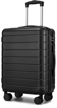 Shavont Handgepäck Koffer 55x40x20 cm, Hartschalenkoffer aus ABS, Leichter Trolley mit 4 Leisen 360° Doppelrollen, Integriertem Schloss, Für Viele Airlines Geeignet (M, Schwarz)