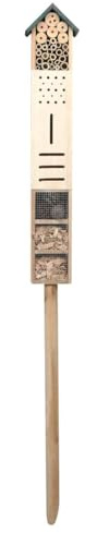 Hôtel à insectes en bois de sapin massif - 150 cm - Pour abeilles, bourdons, papillons et coccinelles - Accessoires de jardin