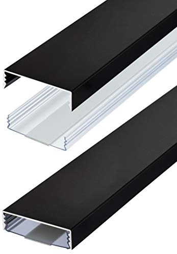 Flacher Design Aluminium Kabelkanal lackiert in Schwarz stumpfmatt selbstklebend 50 mm x 15 mm Alunovo Kabelschacht Leitungskanal Installationskanal (Länge: 30cm)