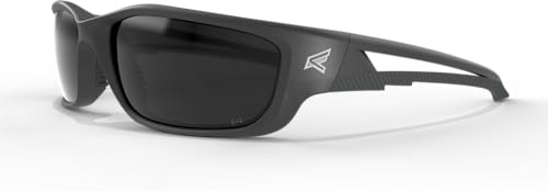 EDGE TSK-XL216 Kazbek XL Polarized Wrap-Around Safety Glasses, Anti-Scratch, Non-Slip, UV 400, Military Grade, ANSI/ISEA & MCEPS Compliant, XL Wide Fit (Black Frame, Smoke Lens)