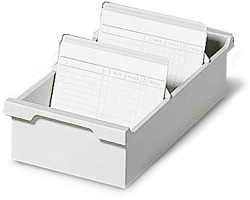 Exacompta 57240D Karteikassette Karteitrog DIN A4 quer. Aus Recycling-Kunststoff mit 2 Trennplatten für bis zu 1200 Karteikarten lichtgrau Blauer Engel Karteikasten