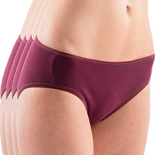 HERMKO 1031 Pack of 4 Women's Briefs Basic Made of 100% Organic Cotton, with Elastic hems, Colour:Bordeaux, Size:22/24 (XL)