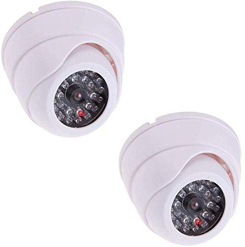 BW 2pcs Dummy Fake Surveillance Security CCTV Dome Camera With LED Blinking Real imitation White