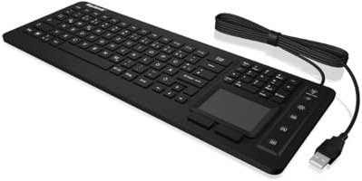 KeySonic Industrie Tastatur, USB-kabelgebunden mit Touchpad, wasserdicht, staubdicht (IP68), Silikon, KSK-6231 INEL (CH)