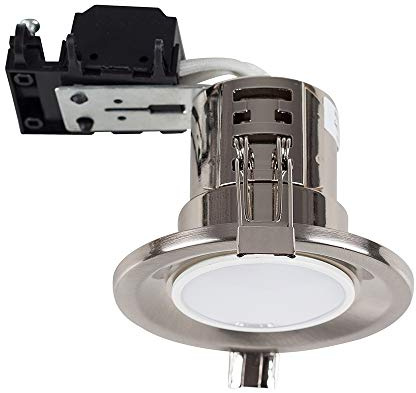 MiniSun | Modern Fire Rated Brushed Chrome GU10 Recessed Ceiling Downlight/Spotlights | Ceiling Spots, Home Décor & Improvement Essential | Set of 20 | Mains Wired
