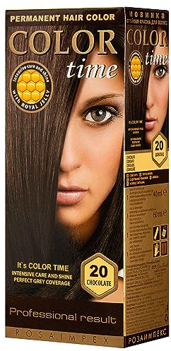 COLOR TIME | Permanente Haarfarbe 20 Schokolade | Angereichert mit Gelée Royale und Vitamin C | Permanente Haarfärbung | 100% Grauabdeckung | 100 ml
