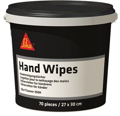 SIKA - Högeffektiva handrengöringsdukar - Sika Cleaner-350H - Handrengöringssystem utan vatten - För rengöring av hud - Löser upp och absorberar smuts, fett och andra föroreningar - 70 st