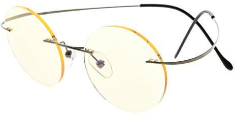 Eyekepper Titanium Randlose Runde Anti-Blaulicht Computer Lesebrille
