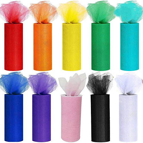 10 DIY Rollen Tüll RolleTüllband Tüll Dekostoff Tischband Dekoband Tüllnetz 10 Farben für Hochzeit Party Bankett Rock Kleidung Deko Handwerk