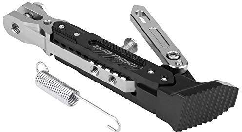 Motorrad Kickstand Parkbein, KIMISS Motorrad Verstellbarer Fußseitenständer Einstellbarer Aluminium Alloy Universal-Seitenständer mit verstellbarem Fuß für NMAX 155 2015–2016 N-MAX 125(Silber)