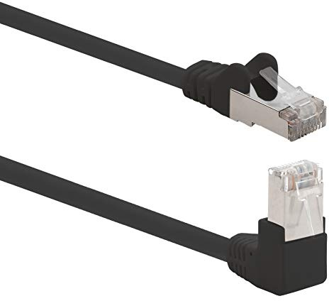 1aTTack.de 366233 Cat.6 Netzwerkkabel Winkel 90 Grad 5m - schwarz - 1 Stück - Cat6 Patchkabel (SFTP PIMF) 1000Mbit/s Rj 45 Stecker - 1 x 5m Meter schwarz