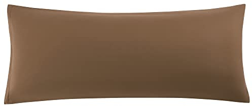 sourcing map Taie de Traversin Housse de Traversin Taie d'oreiller en Microfibre Douce Tissage pour Polyester 90g/m2 Fermeture éclair Marron 51x140cm