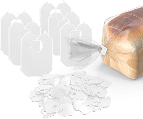 MT Products White Plastic Bread Clips 7/8 x 1 1/8 - Disposable Bread Ties - Pack of 100