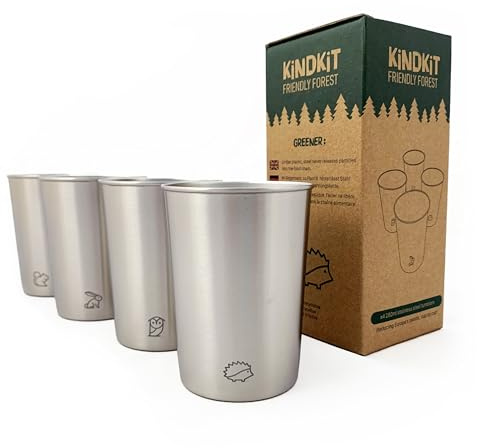 Kind Kit Edelstahlbecher Set 280 ml – BPA-frei, robust & spülmaschinenfest | verschiedene Motive (Waldtiere Motive)