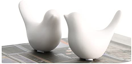 Insiswiner Kleintierstatuen, Keramik, Dekoration, weiße Vögel, Gartenhaus, dekorativ