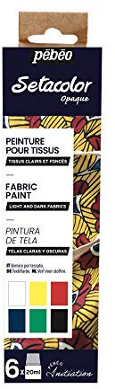 Pebeo Set de iniciación de Pinturas para Tela, 6 x 20 ml Setacolor Alfombrilla Opaca, Colores Variados, 6X20ML, 120