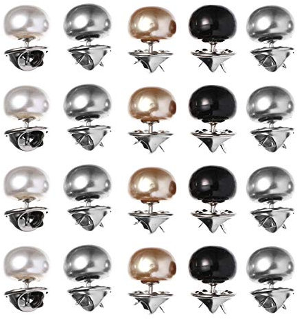 VALICLUD 20Pcs Frauen Hemd Brosche Tasten Perle Abdeckung Up Taste Pin Sicherheit Brosche Tasten Metall Krawatte Tacks Pin für Kleidung Kleid Liefert