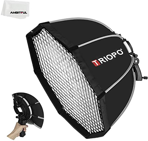 Triopo 55 cm Fototafel Speedlite Flash Octagon Umbrella Softbox Quick Installation Speedlite Flash Softbox + Honeycomb Grid für Studio Strobe Outdoor Fotografy (55cm)