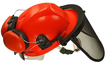 Rocwood Forsthelm Sicherheitshelm mit GEH?rschutz und Netzvisier, Orange, Einheitsgr??e