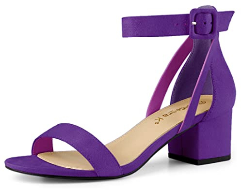 Allegra K Women's Ankle Strap Block Low Heel Sandal | 2 inches Heels for Women, Open Toe Chunky Heel Sandal, Comfortable Block Heel, Summer Dressy Shoes
