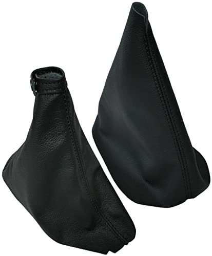AERZETIX - C59955 - Faltenbalg für schalthebel und handbremse aus echtem leder - kompatibel mit Renault Laguna 2 2001-2005 - farbe: schwarz mit nähte schwarz - für manuelles getriebe