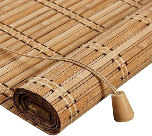 Retro Bambus Rollo Jalousine Bambusrollo,50-140cm Breit Bambus Raffrollo,Natur Holzrollos,Sonnenschutz und Sichtschutz Rollo Seitenzugrollo Für Fenster und Türen,Anpassbar (150x200cm/59x71in)