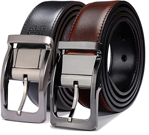YANYUESHOP Echtes Leder-Wendegürtel für Herren, gedrehte Schnalle, Zwei in einem, groß und hoch (Color : A, Size : 130cm)