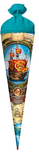 ROTH Schultüte groß Piratenschiff 70 cm - rund Rot(h)-Spitze Filzverschluss - Zuckertüte Schulanfang