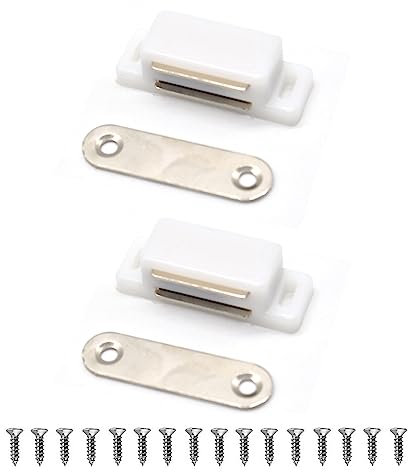 Lockimo Türmagnet Magnetschnäpper Magnetverschluss Türmagnete - 2 Stück Tür Magnete für Möbel Schrankmagnete Selbstklebend Stark Schrank (Weiß)