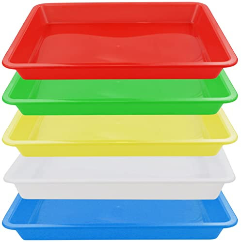 5pcs Reusable Trays Non-Slip Trays Multicolor Play Trays Art Activity Trays Crafts Organizer Trays For School Home Arts And Crafts, Diy Projects, Painting, Organization Supplies - 28 X 21 X 3 Cm