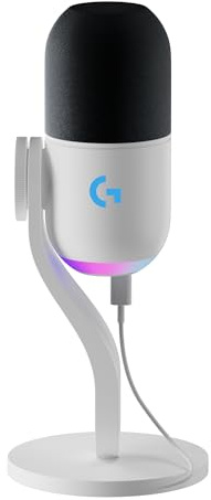 Logitech G Yeti GX Dynamic RGB Gaming Microphone with LIGHTSYNC, USB Mic for Streaming, Supercardioid, USB Plug and Play for PC/Mac - White
