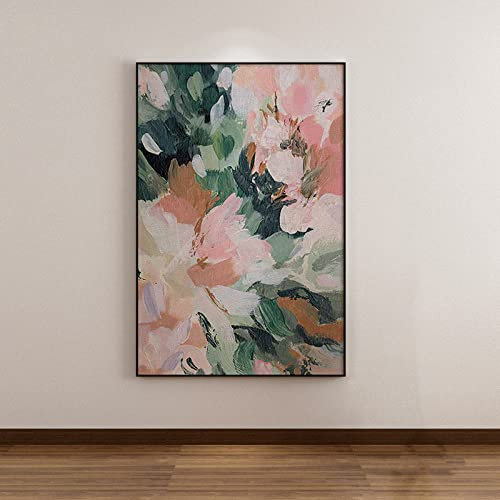 Acrylbilder, Rosa Blühende Pfingstrose Blume Blatt Abstrakte Kunst Moderne Kunstwerke Rahmenlose Handgemalte Ölgemälde Auf Leinwand Wandkunst Für Wohnzimmer Schlafzimmer Büro Wohnkultur,100X15