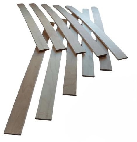 EBAC Literie Lot de 10 Lattes pour sommier et lit | 680x53x8 mm | Bois hêtre Durable - 7 Plis | Remplacement - Rechange - Renfort pour sommier/bz/clic clac/canapé