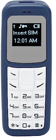 Mini Téléphone Portable Petit Téléphone Portable Oreillette Bluetooth Dialer avec Prise en Charge du Crochet d'oreille SIM 0.66inch, Prise en Charge de la Carte SIM et du (Bleu)