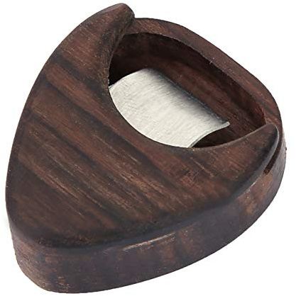 Gitarren-Pick-Halter, Plektrum-Halter, Rosenholz, Premium-Pick-Box aus Rosenholz, Herzförmige Pick-Box, Klebebox für Standard-Plektren