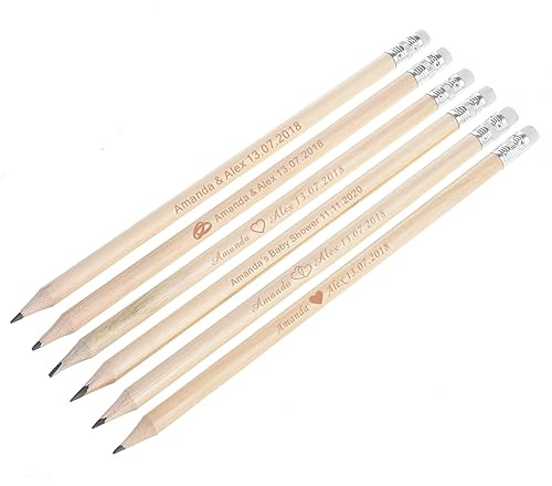 Personalizado Grabado Lápiz De Madera Con Goma De Corte Láser Lápiz De Madera De La Boda De Favores Regalo Baby Shower Decoración 19CM (20pcs)
