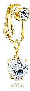 JeryWe Fake Bauchnabelpiercing für Frauen Clip On Silber Chirurgenstahl Schwangerschaft CZ Falsch Kein Piercing Bauchnabel Klemme Piercing Schmuck