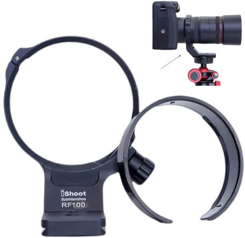 iShoot Objektivhalsband-Stativhalterungsring, kompatibel mit Canon RF 100 mm f/2.8L Makro IS USM, Objektivstütze, Halterung unten ist Arca-Swiss Fit Schnellwechselplatte für