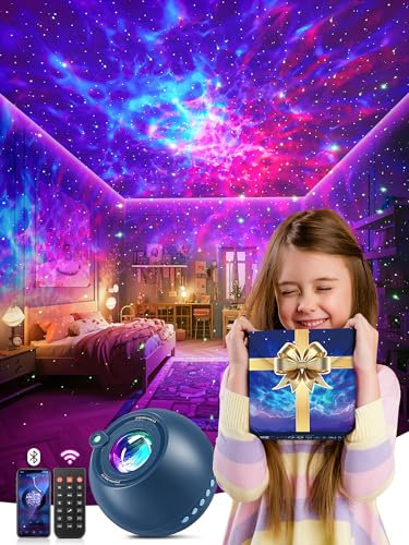PIKOY Projecteur galaxie, veilleuse étoilée à 105 modes d'éclairage, 15 bruits blancs et haut-parleur Bluetooth pour chambre à coucher – Cadeau génial pour enfants et famille