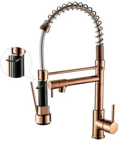 Kitchen Faucet with Pull Down Sprayer High Arc Single Handle Spring Kitchen Sink Faucet,Rose Gold