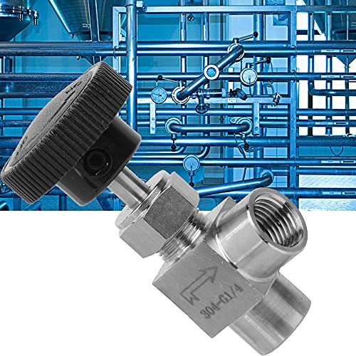 304 Edelstahl BSPP Innengewinde Nadelventil Edelstahl Absperrventil mit Geradem Winkel für Wasser, Gas, Öl, Kraftstoff, Industrielle (Schwarzer Griff 1/4 Innendraht)