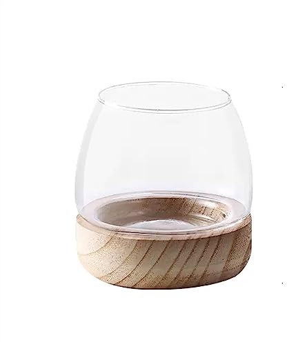 GLigeT Aquarium Aquarium, klares Glas, rundes Aquariumbecken mit Holzsockel, ökologisches Aquarium, Zierfische, spezielles einfaches Aquarium for kleine Aquarien Aquarien (Size : XL)