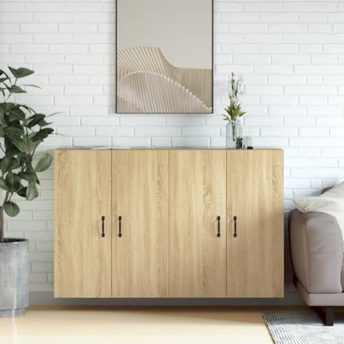 Chaduof Wandschränke 2 STK. Sonoma-Eiche Holzwerkstoff, Hängeschrank, Badezimmerschrank, Badschrank, Aufsatzschrank, Gewürzschrank, Wall Cabinet - 3197883