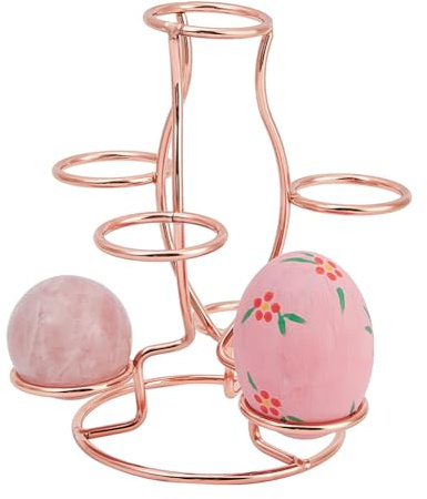 NBEADS Crystal Ball Holders, 7 Eggs Display Stand Rose Gold Iron Multi-Sphere Display Holder for Crystal Ball Sphere Globe Home Office Decor Ornament, 12x10.5x14.2cm