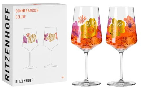 RITZENHOFF 2841019 Sprizz Lot de 2 verres à apéritif 500 ml – Série Sommerrausch Deluxe avec collage coloré – Fabriqué en Allemagne